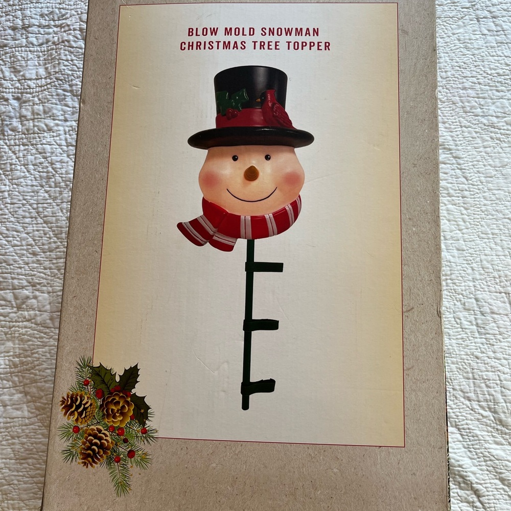 Cracker Barrel Blow Mold Snowman Tree Topper Light Up Christmas Decor